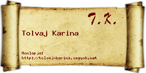 Tolvaj Karina névjegykártya